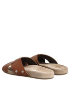 Dolce & Gabbana Brown Calf Leather Slides Sandals Shoes