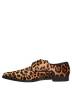 Dolce & Gabbana Brown Black Leopard Pony Hair Derby Shoes