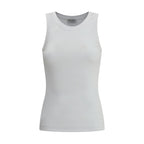 Brunello Cucinelli White Cotton Sleeveles T-Shirt