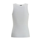 Brunello Cucinelli White Cotton Sleeveles T-Shirt