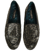 Dolce & Gabbana Black Silver Embellished Dress Loafers Shoes