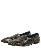 Dolce & Gabbana Black Silver Embellished Dress Loafers Shoes