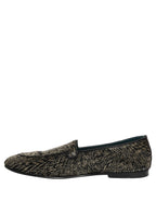 Dolce & Gabbana Black Silver Embellished Dress Loafers Shoes