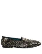 Dolce & Gabbana Black Silver Embellished Dress Loafers Shoes