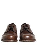 Dolce & Gabbana Brown Leather Derby Dress Men Formal Shoes