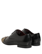 Dolce & Gabbana Black Crystals Embellished Men Derby Shoes
