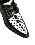 Dolce & Gabbana Black Embellished Derby Monk Strap Men Shoes