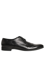 Dolce & Gabbana Black Leather Men Derby Dress Formal Shoes