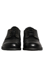Dolce & Gabbana Black Leather Men Derby Dress Formal Shoes