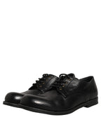 Dolce & Gabbana Black Leather Men Derby Dress Formal Shoes