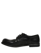 Dolce & Gabbana Black Leather Men Derby Dress Formal Shoes