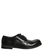 Dolce & Gabbana Black Leather Men Derby Dress Formal Shoes