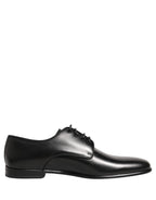 Dolce & Gabbana Black Leather Men Derby Dress Formal Shoes