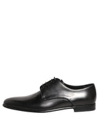 Dolce & Gabbana Black Leather Men Derby Dress Formal Shoes