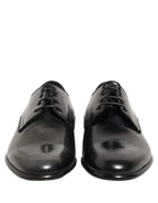 Dolce & Gabbana Black Leather Men Derby Dress Formal Shoes