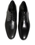 Dolce & Gabbana Black Leather Men Derby Dress Formal Shoes