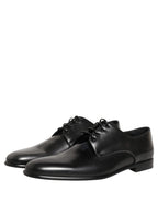 Dolce & Gabbana Black Leather Men Derby Dress Formal Shoes
