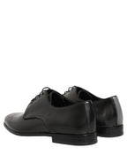 Dolce & Gabbana Black Leather Men Derby Dress Formal Shoes