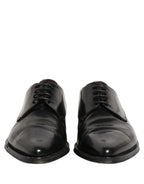 Dolce & Gabbana Black Leather Men Derby Dress Formal Shoes