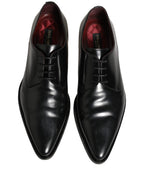 Dolce & Gabbana Black Leather Men Derby Dress Formal Shoes