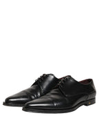 Dolce & Gabbana Black Leather Men Derby Dress Formal Shoes