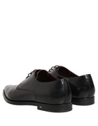 Dolce & Gabbana Black Leather Men Derby Dress Formal Shoes