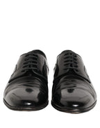 Dolce & Gabbana Black Leather Men Derby Dress Formal Shoes