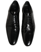 Dolce & Gabbana Black Leather Men Derby Dress Formal Shoes