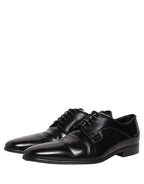 Dolce & Gabbana Black Leather Men Derby Dress Formal Shoes