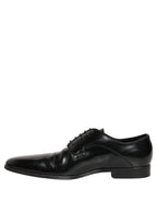 Dolce & Gabbana Black Leather Men Derby Dress Formal Shoes