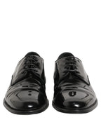 Dolce & Gabbana Black Leather Men Derby Dress Formal Shoes