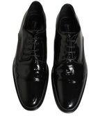 Dolce & Gabbana Black Leather Men Derby Dress Formal Shoes