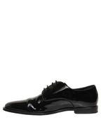 Dolce & Gabbana Black Leather Men Derby Dress Formal Shoes