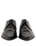 Dolce & Gabbana Black Leather Men Derby Dress Formal Shoes
