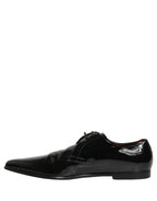 Dolce & Gabbana Black Leather Men Derby Dress Formal Shoes