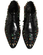 Dolce & Gabbana Black Leather Derby Dress Studded Formal Shoes