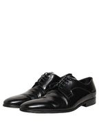 Dolce & Gabbana Black Leather Men Derby Dress Formal Shoes