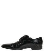 Dolce & Gabbana Black Leather Men Derby Dress Formal Shoes