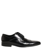 Dolce & Gabbana Black Leather Men Derby Dress Formal Shoes
