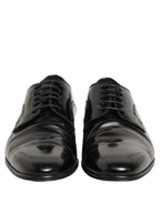 Dolce & Gabbana Black Leather Men Derby Dress Formal Shoes
