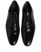 Dolce & Gabbana Black Leather Men Derby Dress Formal Shoes