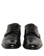 Dolce & Gabbana Black Leather Men Derby Dress Formal Shoes
