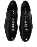 Dolce & Gabbana Black Leather Men Derby Dress Formal Shoes