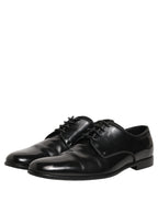 Dolce & Gabbana Black Leather Men Derby Dress Formal Shoes