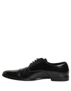Dolce & Gabbana Black Leather Men Derby Dress Formal Shoes