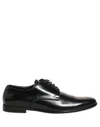 Dolce & Gabbana Black Leather Men Derby Dress Formal Shoes