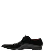 Dolce & Gabbana Black Leather Men Derby Dress Formal Shoes