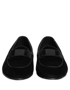Dolce & Gabbana Black Velvet Loafers Formal Men Dress Shoes