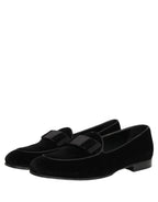 Dolce & Gabbana Black Velvet Loafers Formal Men Dress Shoes