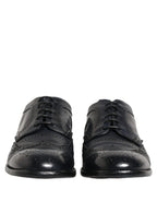 Dolce & Gabbana Blue Leather Derby Wingtip Formal Shoes
